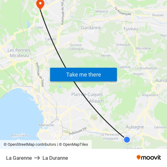 La Garenne to La Duranne map