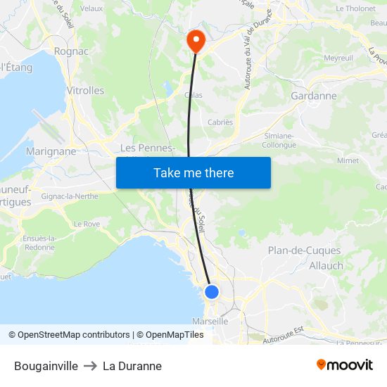 Bougainville to La Duranne map