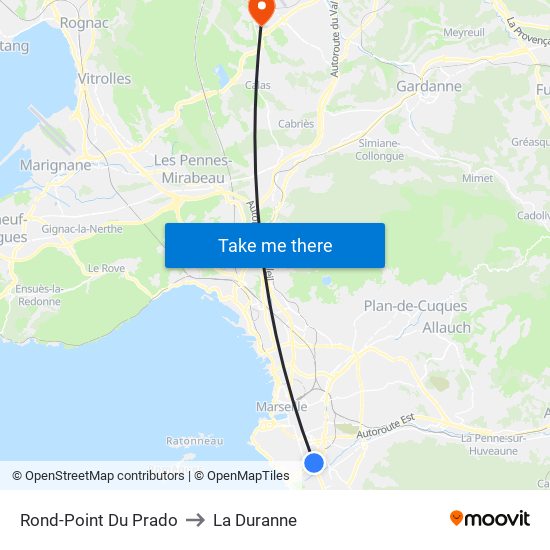 Rond-Point Du Prado to La Duranne map