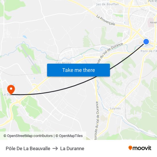 Pôle De La Beauvalle to La Duranne map