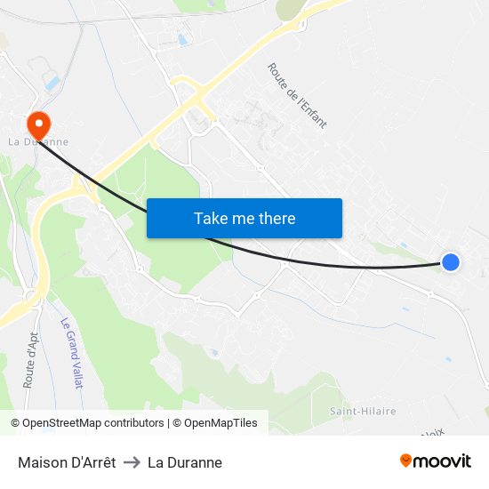 Maison D'Arrêt to La Duranne map