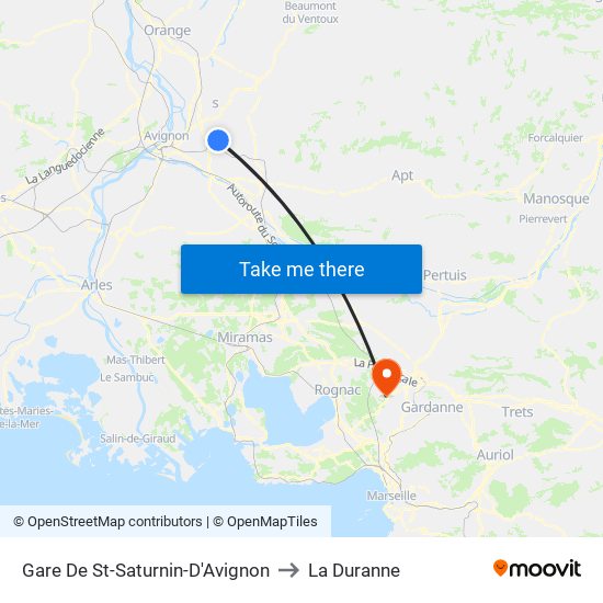 Gare De St-Saturnin-D'Avignon to La Duranne map