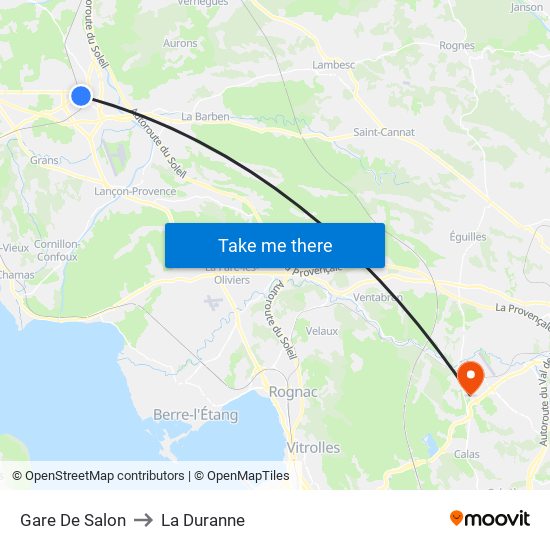 Gare De Salon to La Duranne map