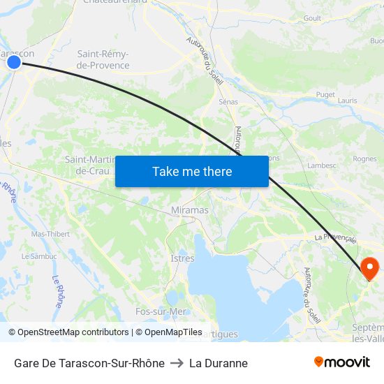 Gare De Tarascon-Sur-Rhône to La Duranne map