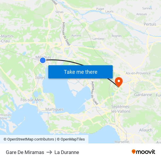 Gare De Miramas to La Duranne map