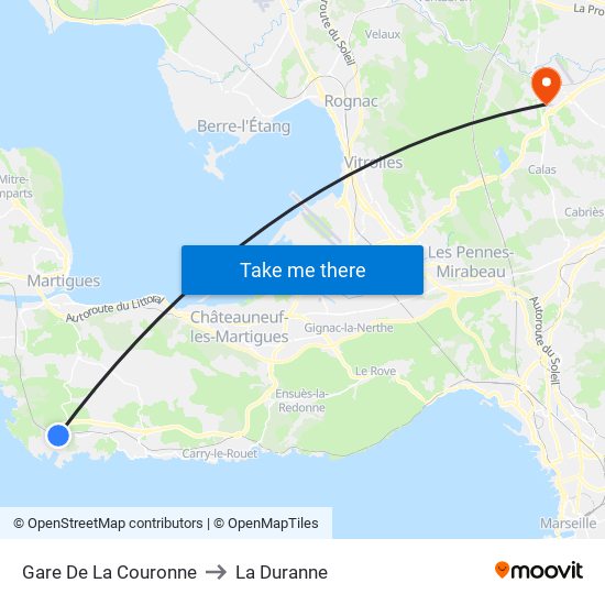 Gare De La Couronne to La Duranne map