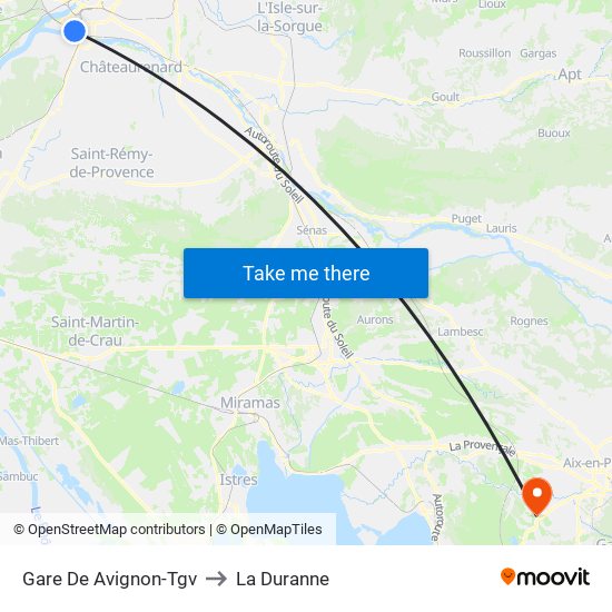 Gare De Avignon-Tgv to La Duranne map