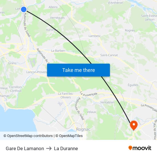 Gare De Lamanon to La Duranne map