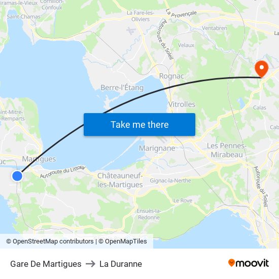 Gare De Martigues to La Duranne map
