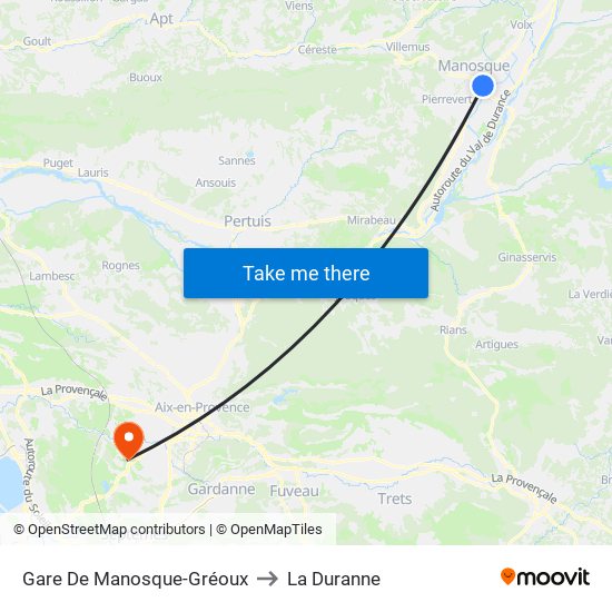 Gare De Manosque-Gréoux to La Duranne map