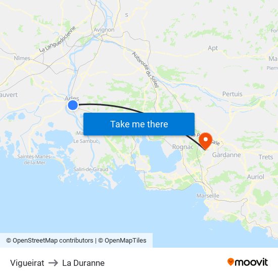 Vigueirat to La Duranne map