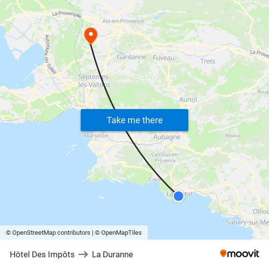 Hôtel Des Impôts to La Duranne map