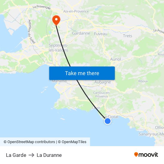 La Garde to La Duranne map