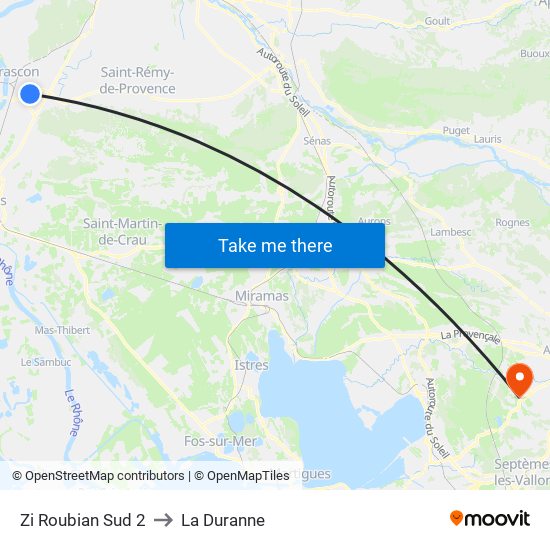 Zi Roubian Sud 2 to La Duranne map