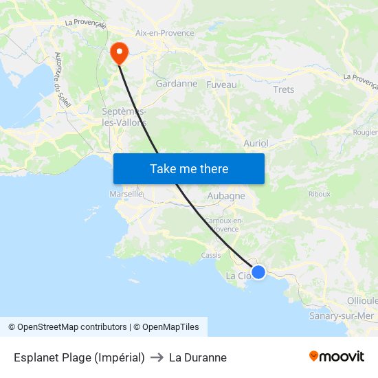 Esplanet Plage (Impérial) to La Duranne map