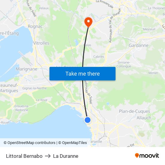 Littoral Bernabo to La Duranne map