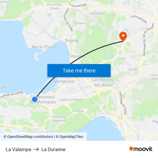 La Valampe to La Duranne map