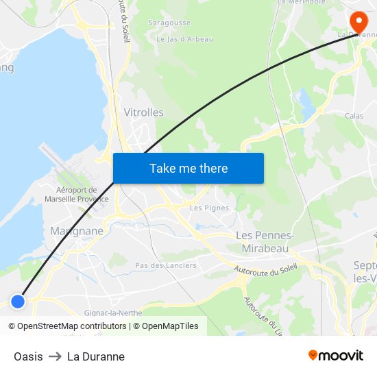 Oasis to La Duranne map