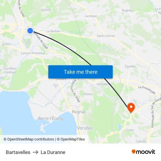 Bartavelles to La Duranne map