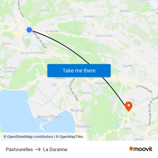 Pastourelles to La Duranne map