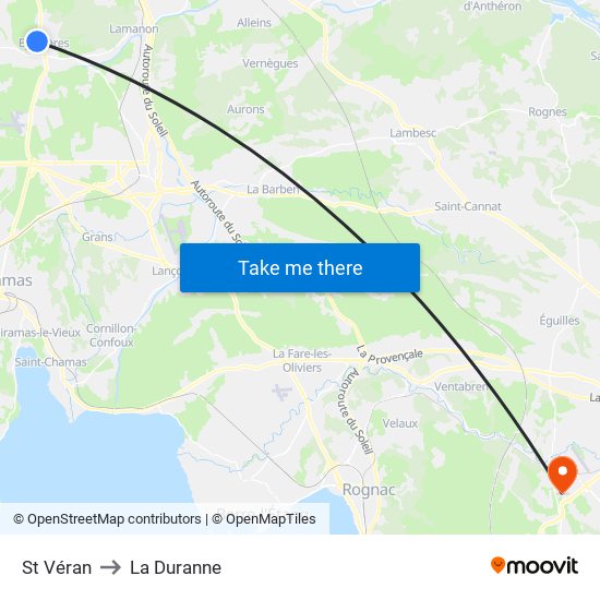 St Véran to La Duranne map