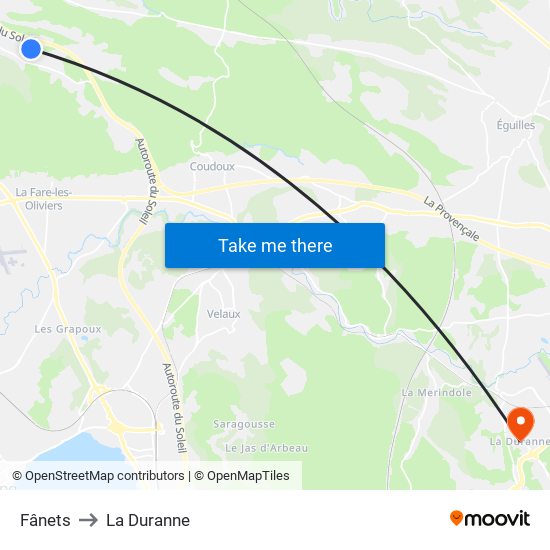 Fânets to La Duranne map