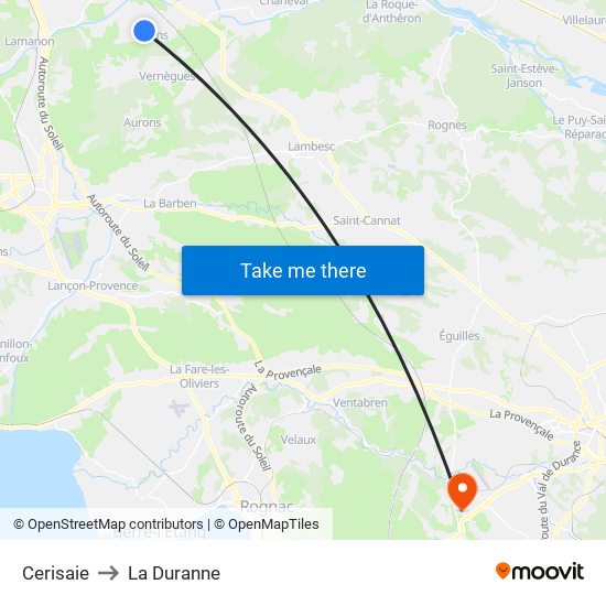 Cerisaie to La Duranne map