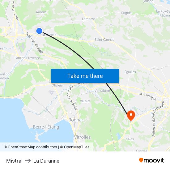 Mistral to La Duranne map