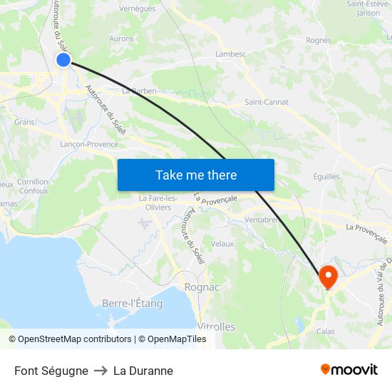 Font Ségugne to La Duranne map