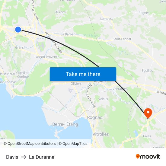 Davis to La Duranne map