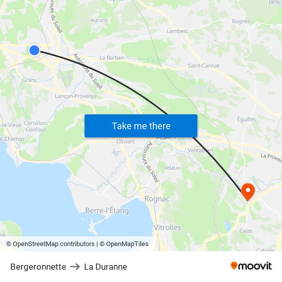 Bergeronnette to La Duranne map