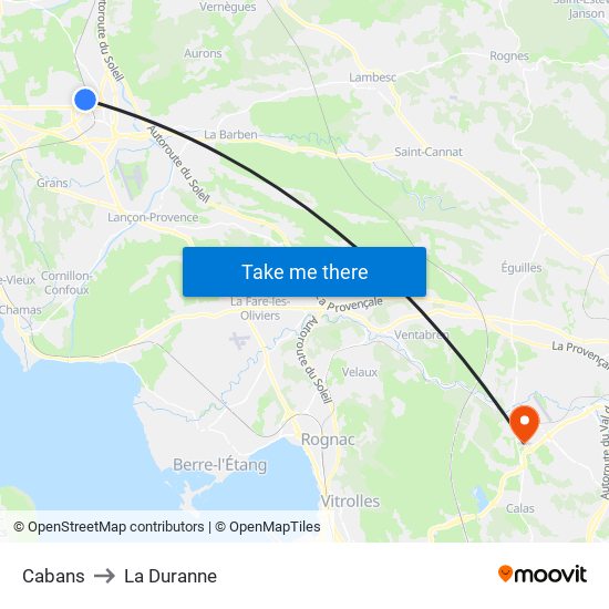 Cabans to La Duranne map