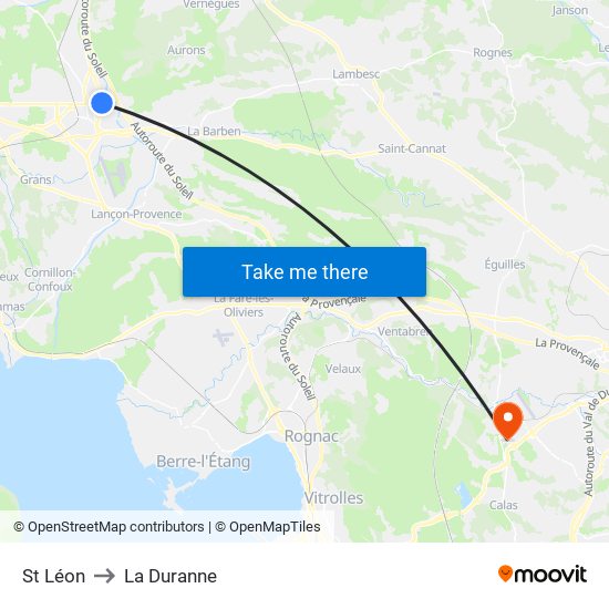 St Léon to La Duranne map