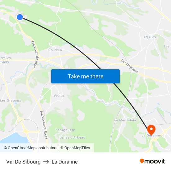 Val De Sibourg to La Duranne map