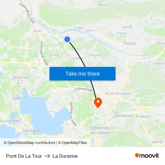 Pont De La Tour to La Duranne map