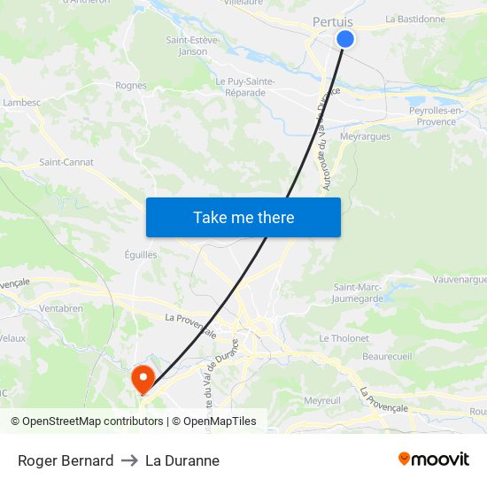 Roger Bernard to La Duranne map