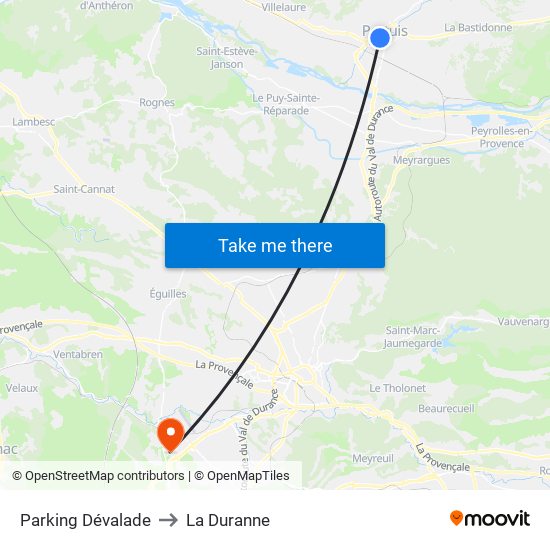 Parking Dévalade to La Duranne map