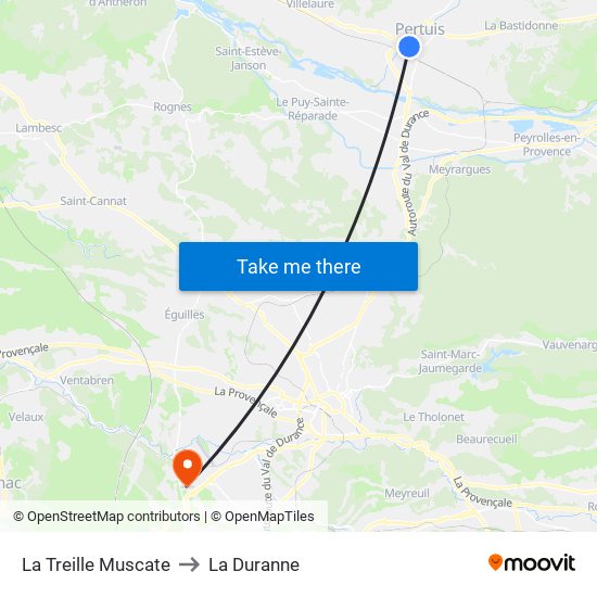 La Treille Muscate to La Duranne map