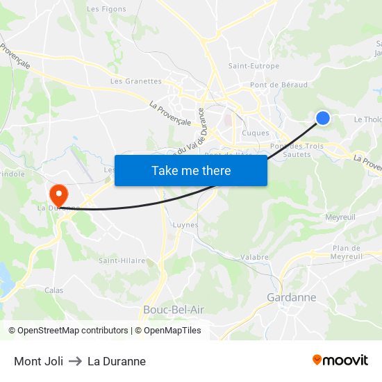 Mont Joli to La Duranne map