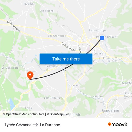 Lycée Cézanne to La Duranne map