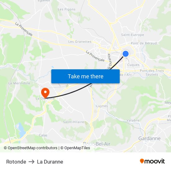Rotonde to La Duranne map