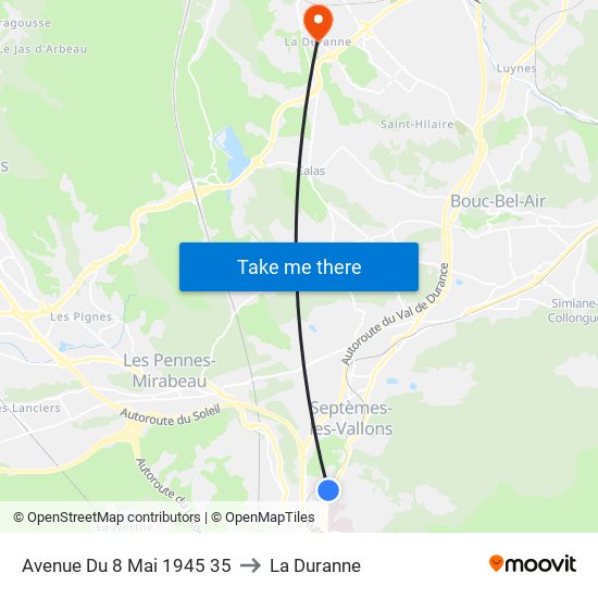 Avenue Du 8 Mai 1945 35 to La Duranne map