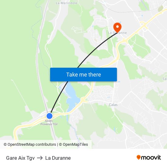 Gare Aix Tgv to La Duranne map