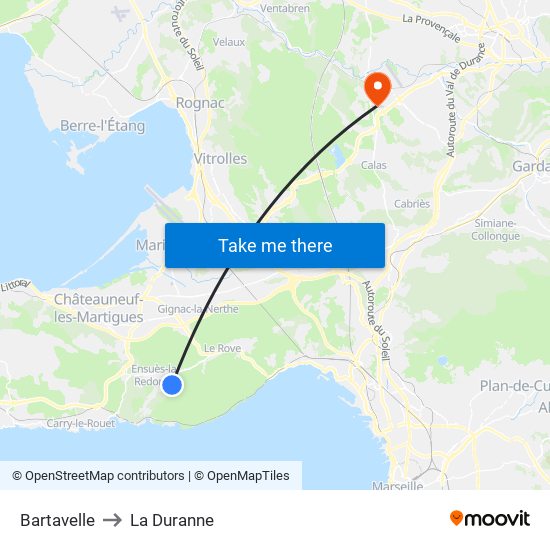 Bartavelle to La Duranne map