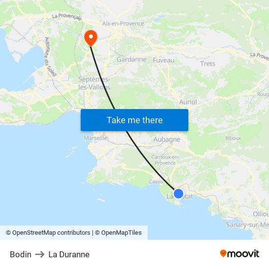 Bodin to La Duranne map