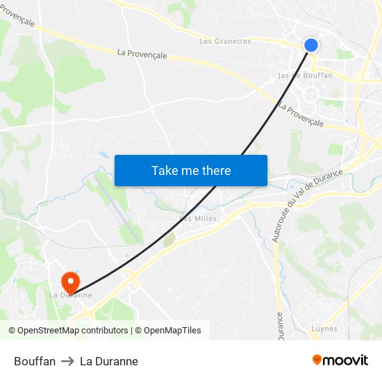 Bouffan to La Duranne map