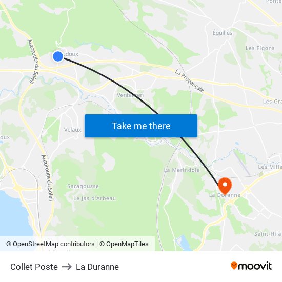 Collet Poste to La Duranne map