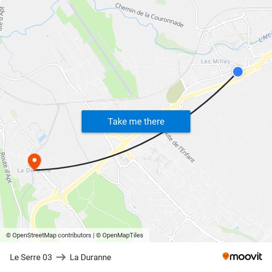 Le Serre 03 to La Duranne map