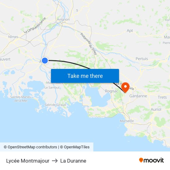 Lycée Montmajour to La Duranne map