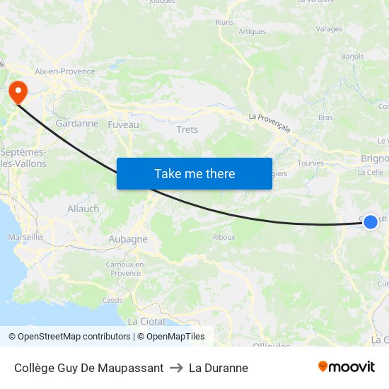 Collège Guy De Maupassant to La Duranne map